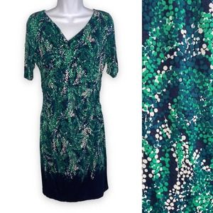 Boden Green Sheath Dress V-Neck Short Sleeve Midi